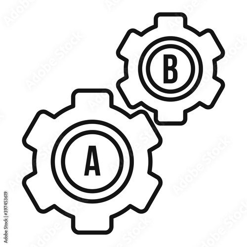 Gear wheel linguist icon. Outline gear wheel linguist vector icon for web design isolated on white background