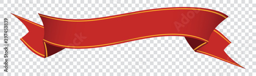red vintage ribbon banner label on transparent background
