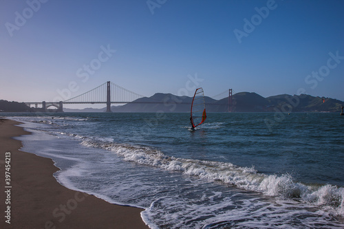 Photography Surfer at Golden Gate Bridge and San Francisco Bay