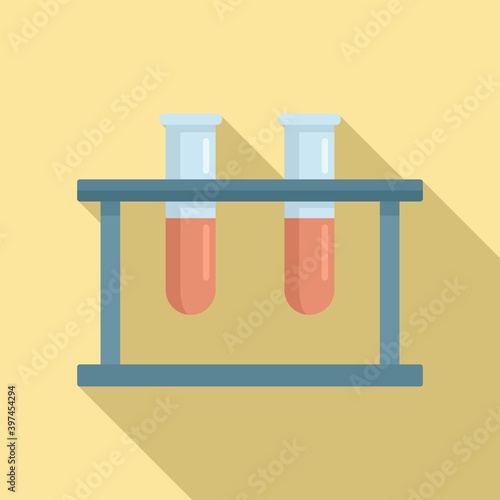 Test tubes stand icon. Flat illustration of test tubes stand vector icon for web design