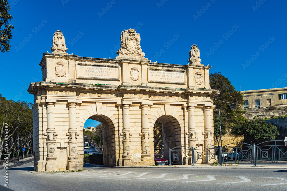 The former gates in the Floriana Line called Portes des Bombes in Floriana, Malta.
