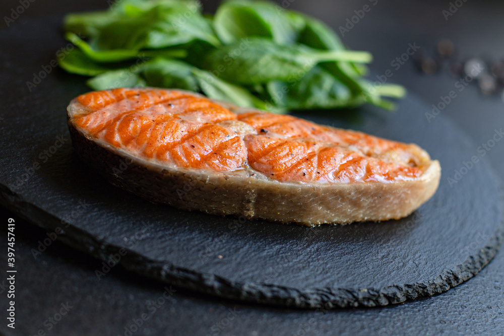 salmon grilled fish fried bbq grill barbecue seafood omega 3 snack ready to eat on the table meal snack ingredient top view copy space for text food background rustic diet pescetarian salmon grilled fish fried bbq grill barbecue seafood omega 3 snack ready to eat on the table meal snack ingredient top view copy space for text food background rustic diet pescetarian