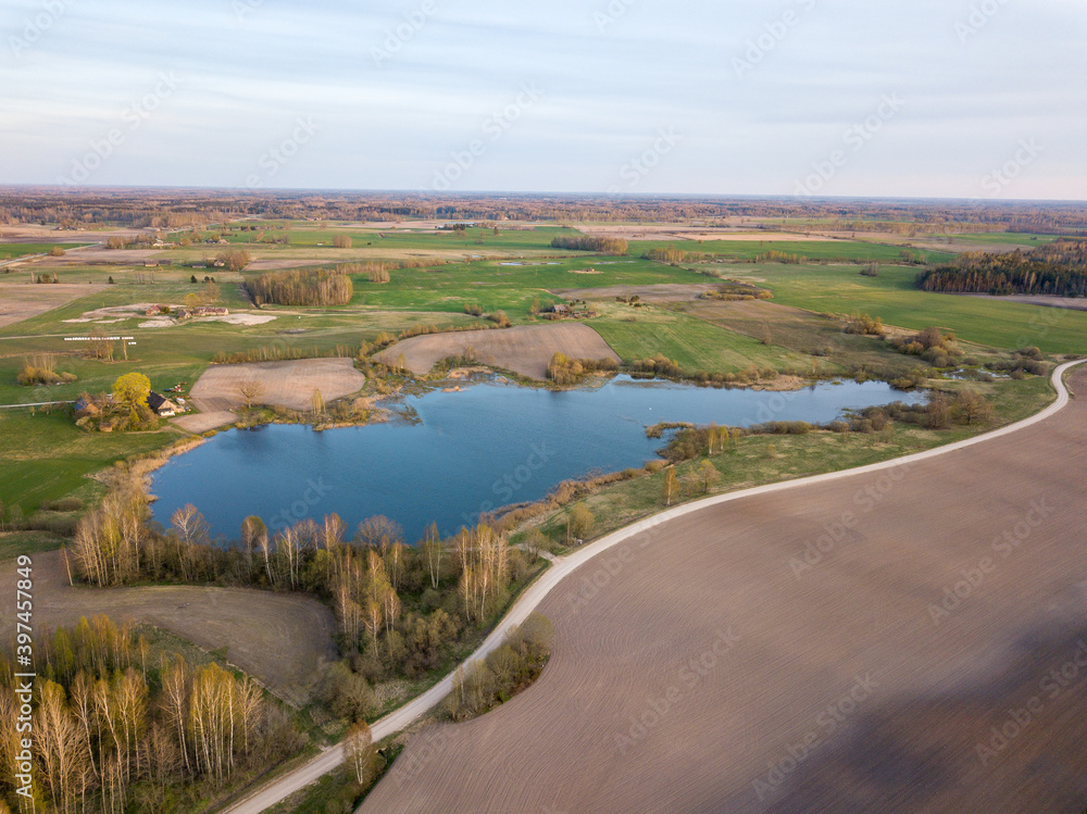 summer fields forests and roads in countryside view from above drone image summer fields forests and roads in countryside view from above drone image