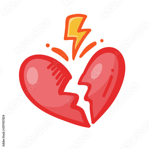 Red heart design with wings of love that must be heartbroken by lovers on Valentine's Day.