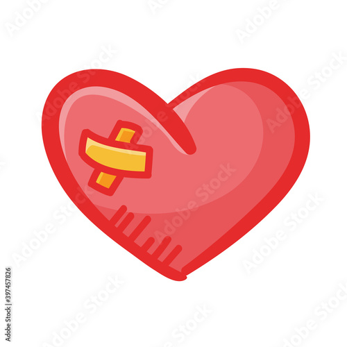 Red heart design with wings of love that must be heartbroken by lovers on Valentine's Day.