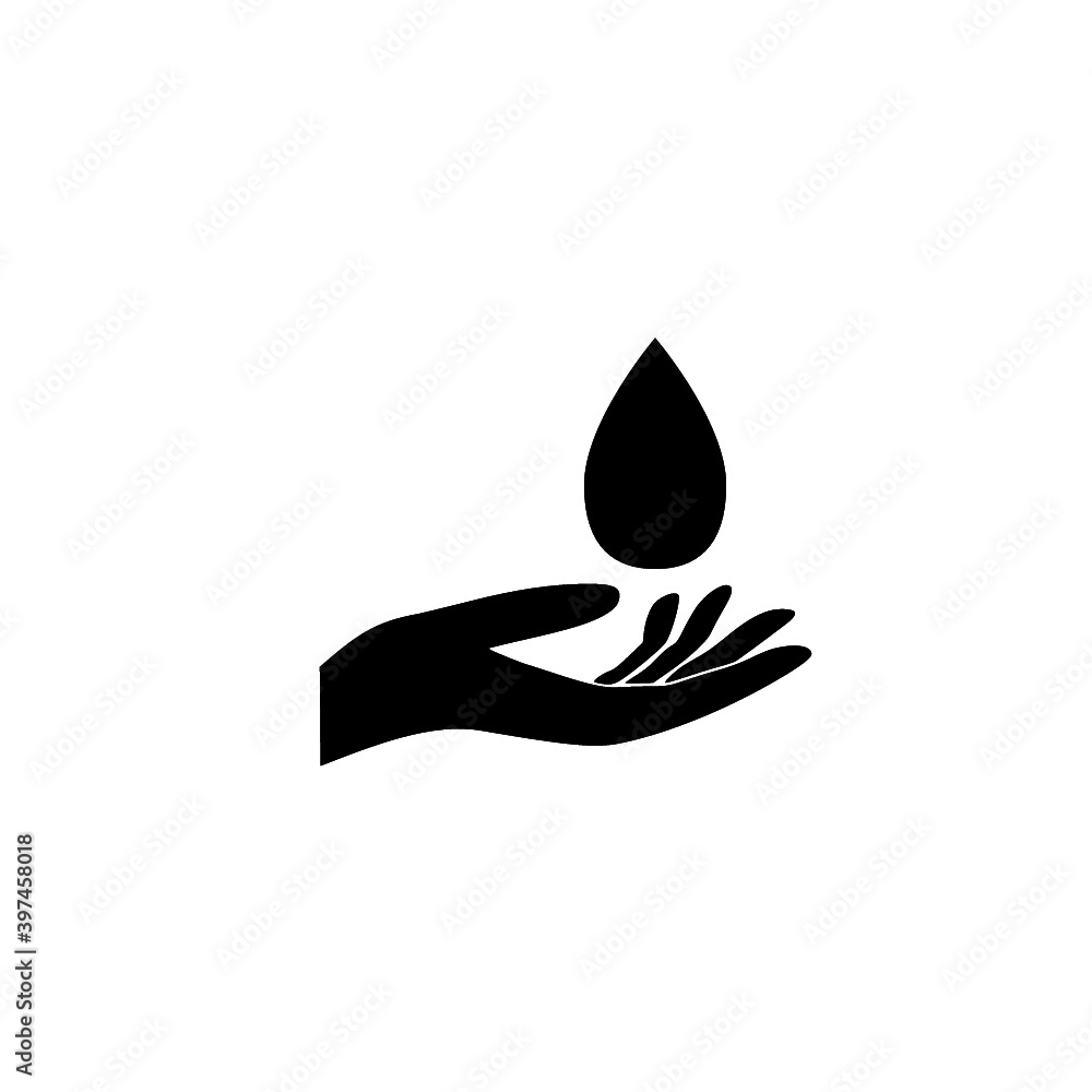 Water offer hand icon isolated on white background Water offer hand icon isolated on white background