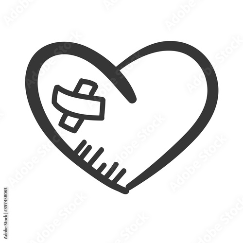 Red heart design with wings of love that must be heartbroken by lovers on Valentine's Day.