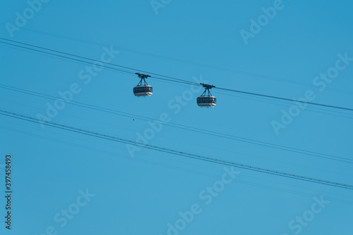 Two Cable Cars of the Sugarloaf Mountain in Rio de Janeiro, Brazil