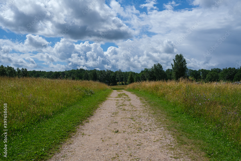 endless beautiful country gravel road in perspective endless beautiful country gravel road in perspective