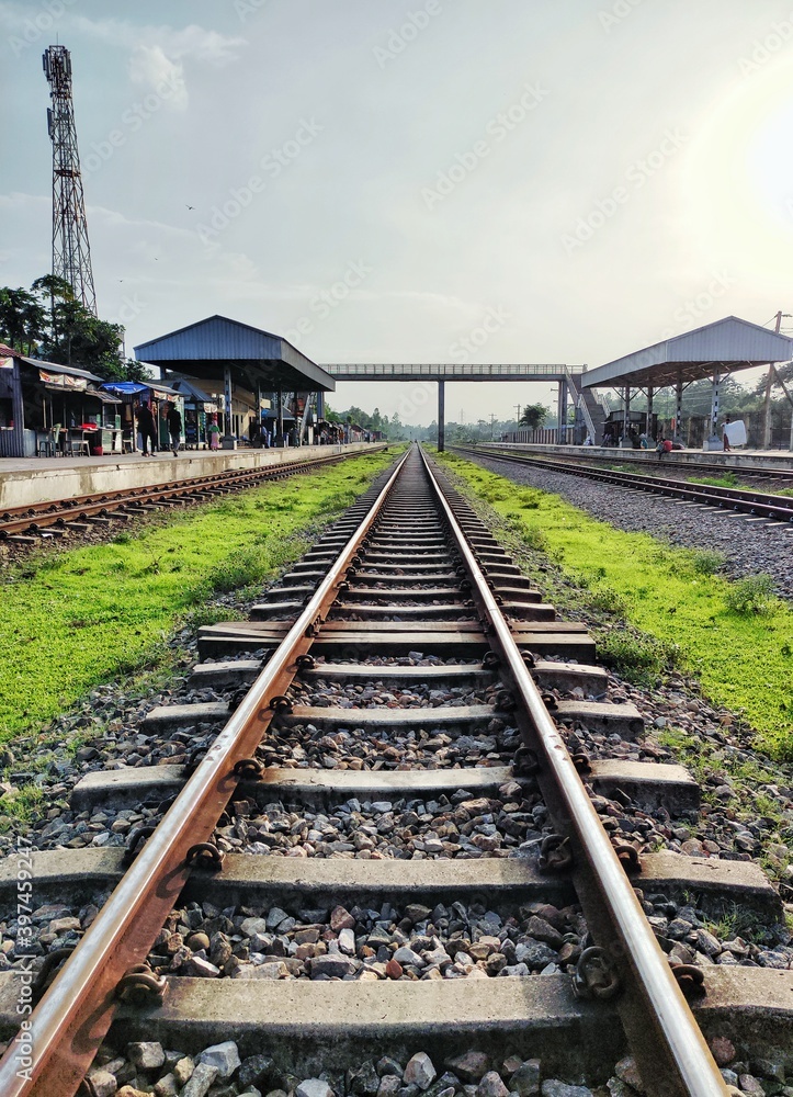 Fototapeta premium railway in the city