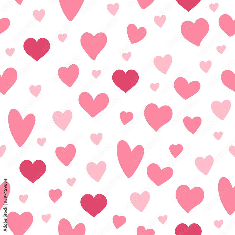 Vector seamless pattern with little hearts. Repeating background with Saint Valentine’s day symbols. Playful February holiday texture with love concept.