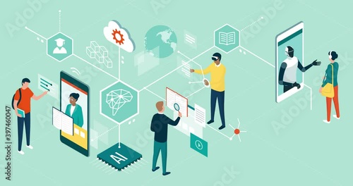 People using innovative technologies for education