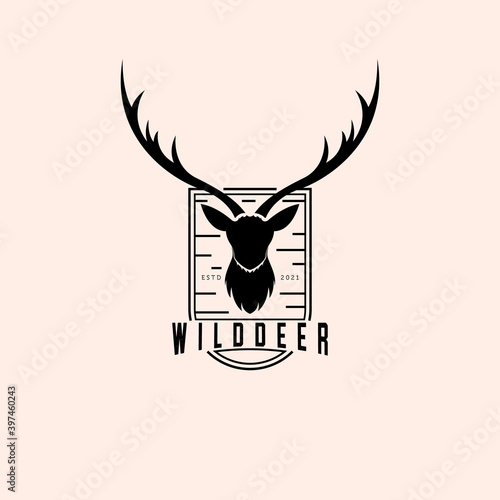 Deer Logo Illustration Template Design, Deer Emblem Vector Design