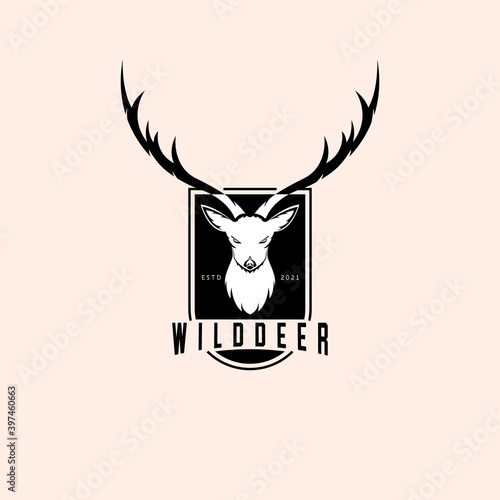 Deer Logo Illustration Template Design, Deer Emblem Vector Design