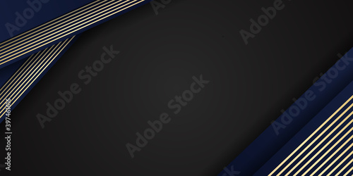 Gold blue abstract business elegant background. Blue tech corporate business graphic background. Suit for business social media post stories design and presentation template.