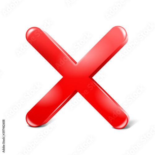 X sign in 3D red and glossy decoration