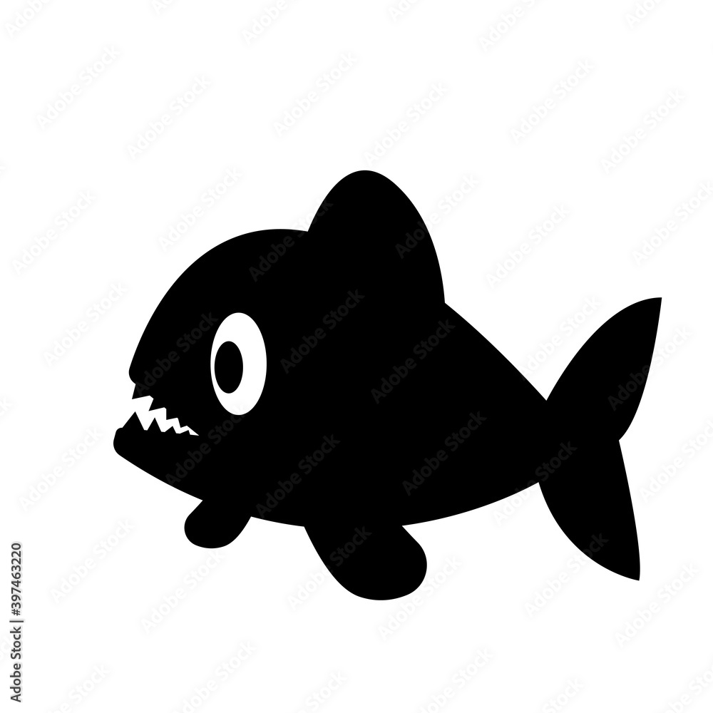 Fototapeta premium piranha Fish isolated on blue background.