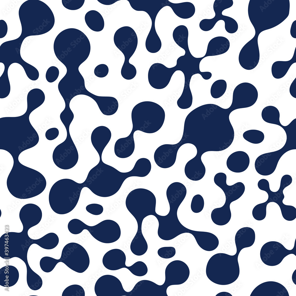 Seamless pattern with blue blots on a white background. Seamless pattern with blue blots on a white background.
