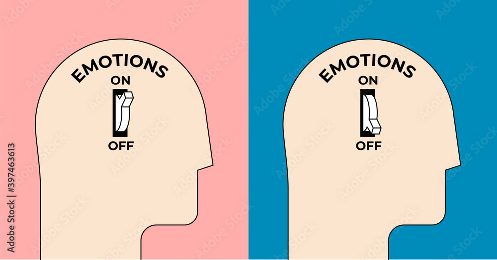 Fototapeta Emotions turn on and off. Emotional intelligence concept