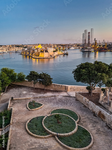 Herbert Ganado Gardens in Valletta, overlooking the Grand Harbour and City of Birgu.