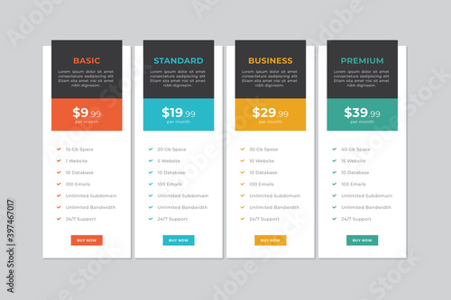 Pricing Table Vector Template Design