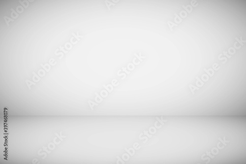 Empty abstract plain grey background. Gray light wallpaper vector illustration. Soft neutral modern elegant product design. Blank smooth clean space with shadows in room on floor