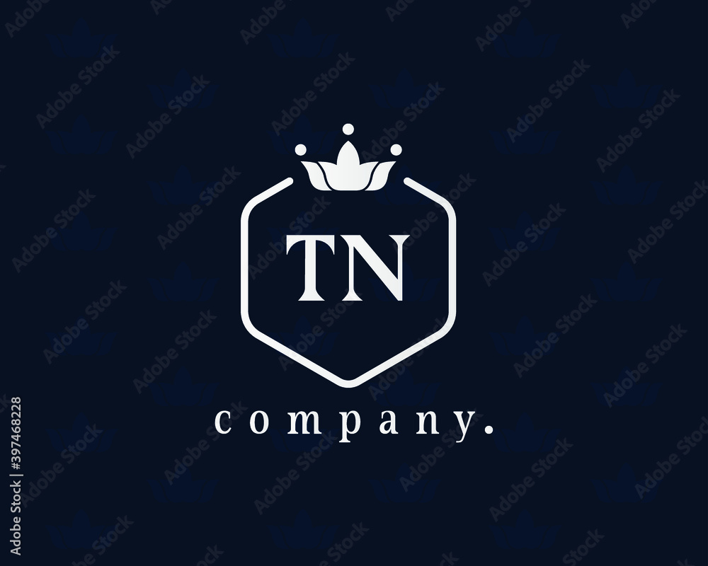 Letter TN royal style crown monogram. Elegant, graceful typography emblem. The creative vintage symbol for book design, brand name, business card, restaurant, boutique, hotel, cafe, identity, badge. Letter TN royal style crown monogram. Elegant, graceful typography emblem. The creative vintage symbol for book design, brand name, business card, restaurant, boutique, hotel, cafe, identity, badge.