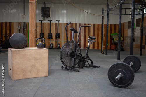 Modern cross fit club with equipment for functional training