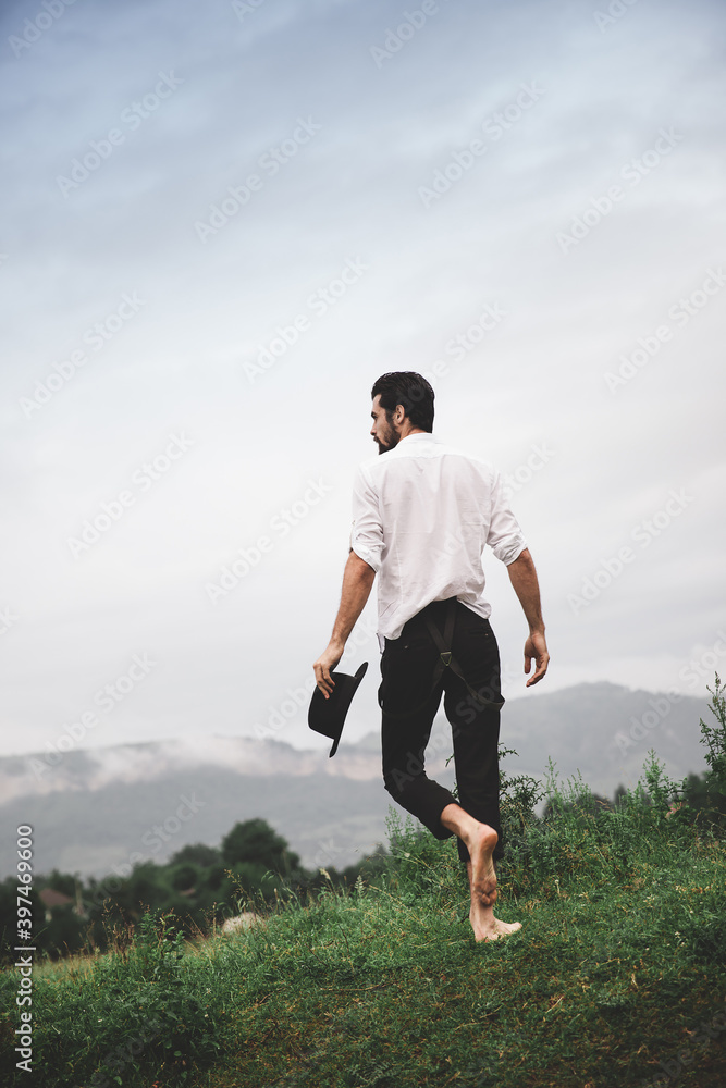 Beautiful young couple. Wedding photo session outdoors in the mountains. Happy couple. New family.