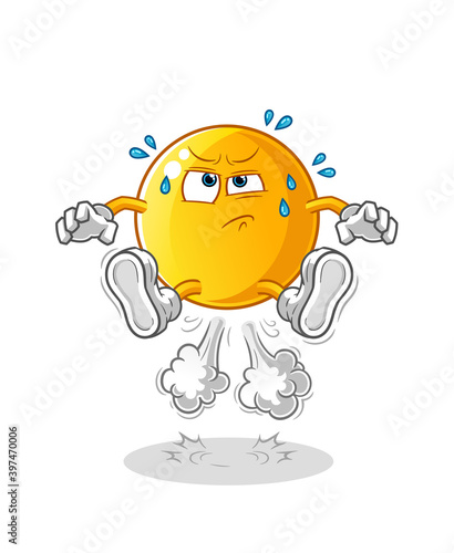  emoticon fart jumping illustration. character vector