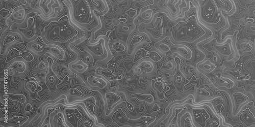 Grey contours vector topography. Geographic mountain topography vector illustration. Topographic pattern texture. Map on land vector terrain. Elevation graphic contour height lines. Topographic map
