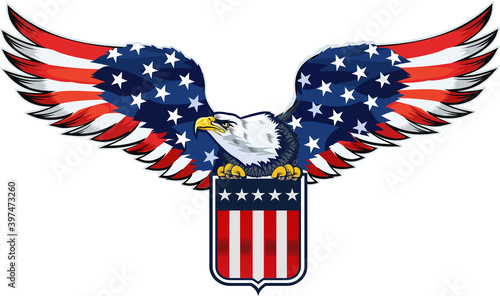 American eagle with USA flags