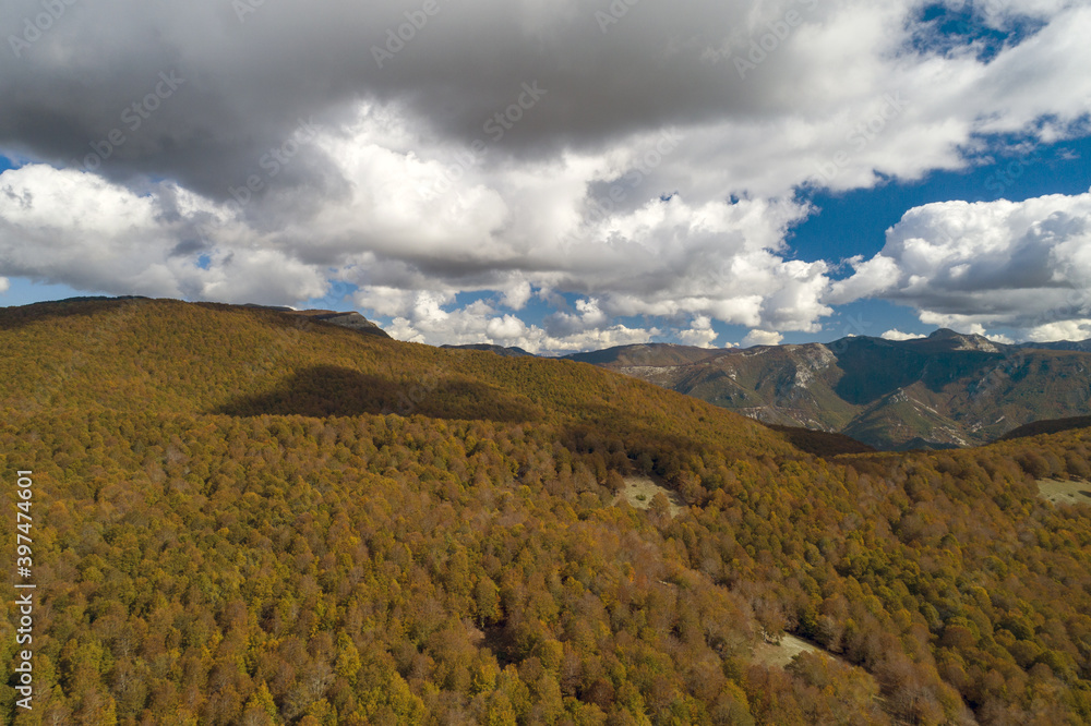 Aerial view of Mount Livata. the mountain of Rome. autumn colors