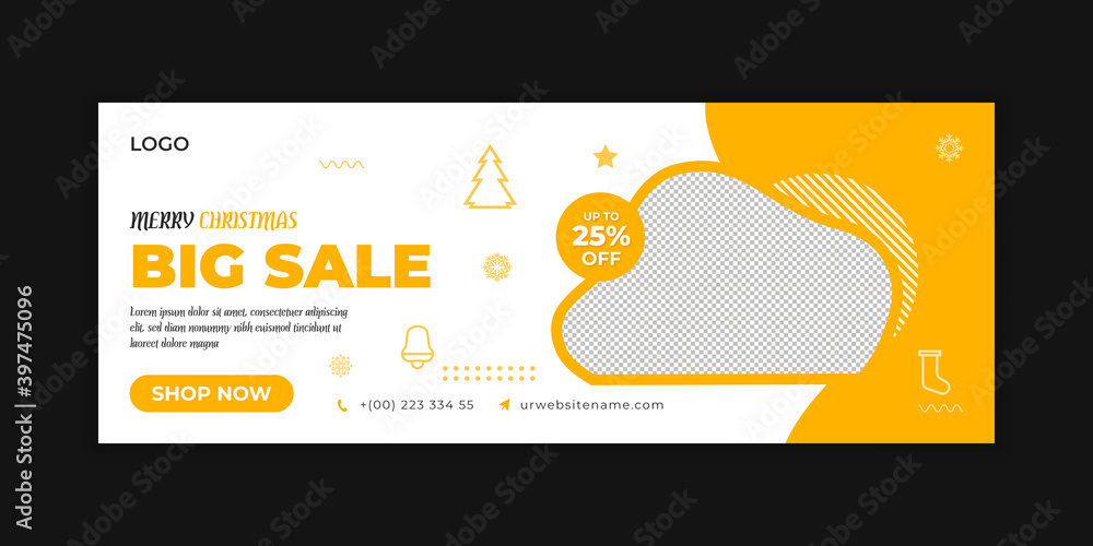 Merry Christmas sale offer and Facebook cover page template