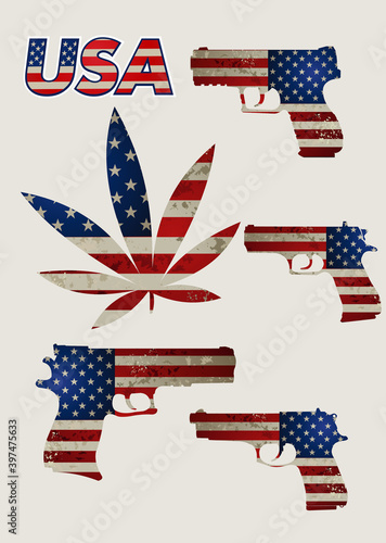 USA flag and Guns