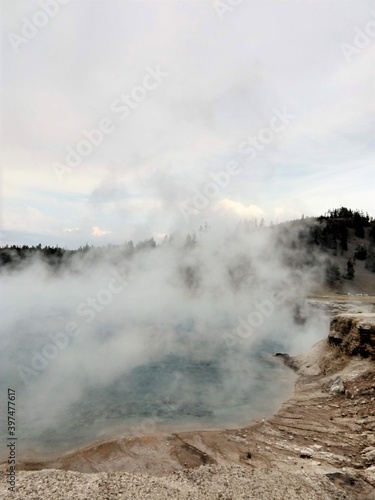 Yellowstone Park Steaming Hot Spring Geyser 