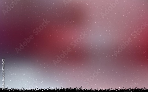 Dark Red vector background with astronomical stars.