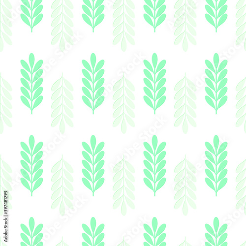 Vector green/mint color leaves seamless pattern