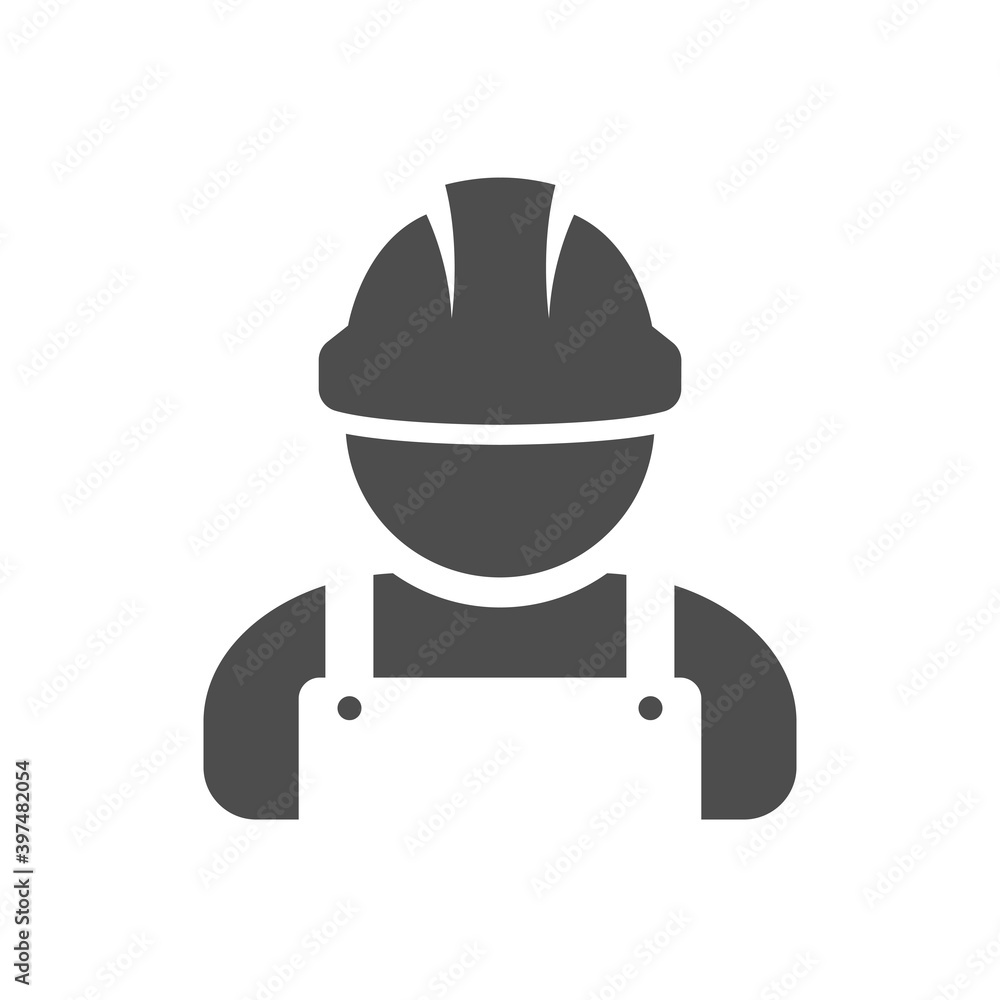 Construction worker, worker icon, labor silhouette. Person profile avatar, work overalls and helmet. Construction worker, worker icon, labor silhouette. Person profile avatar, work overalls and helmet.