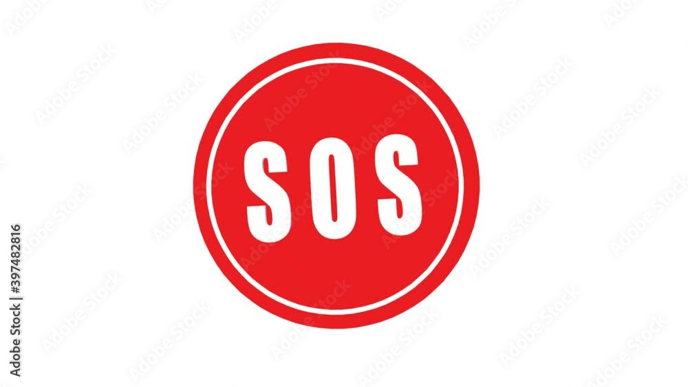 Icon sign symbol SOS. Image red round sign SOS. Illustration sticker sign symbol SOS signal in flat style. Animation Icon sign symbol SOS. Image red round sign SOS. Illustration sticker sign symbol SOS signal in flat style. Animation