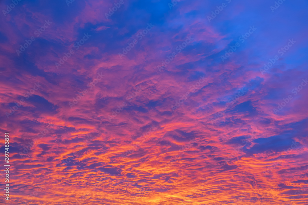 Background Texture Of An Amazing Sunset With Pink Blue And Purple Clouds
