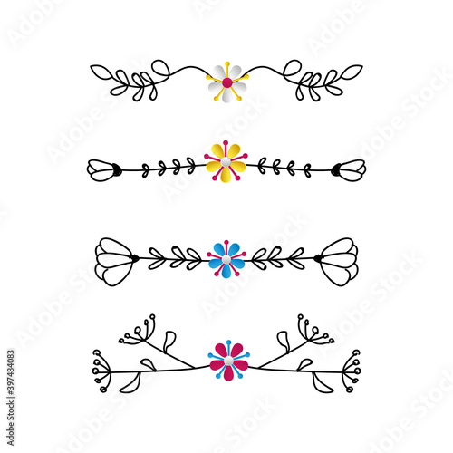 Set of ornament dividers design vector on white background