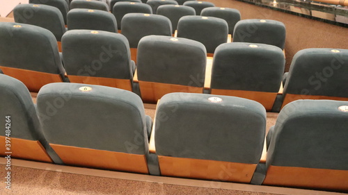 row of cozy seats in european theatre