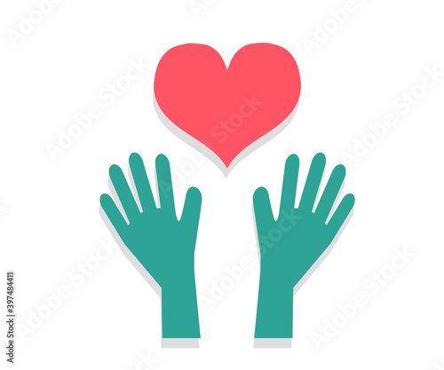 Wallpaper Mural Hands in medical gloves and a heart. Symbol. Vector illustration. Torontodigital.ca