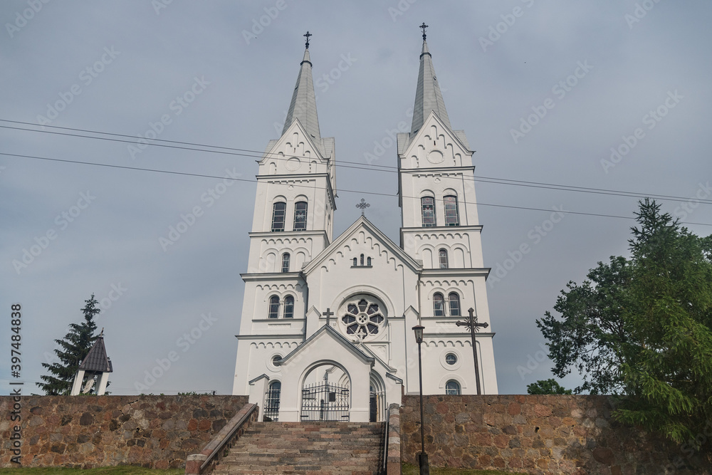 Tserkov Bozhyego Provideniya. Catholic cathedral in Slabodka, Belarus. Romanesque Revival architecture