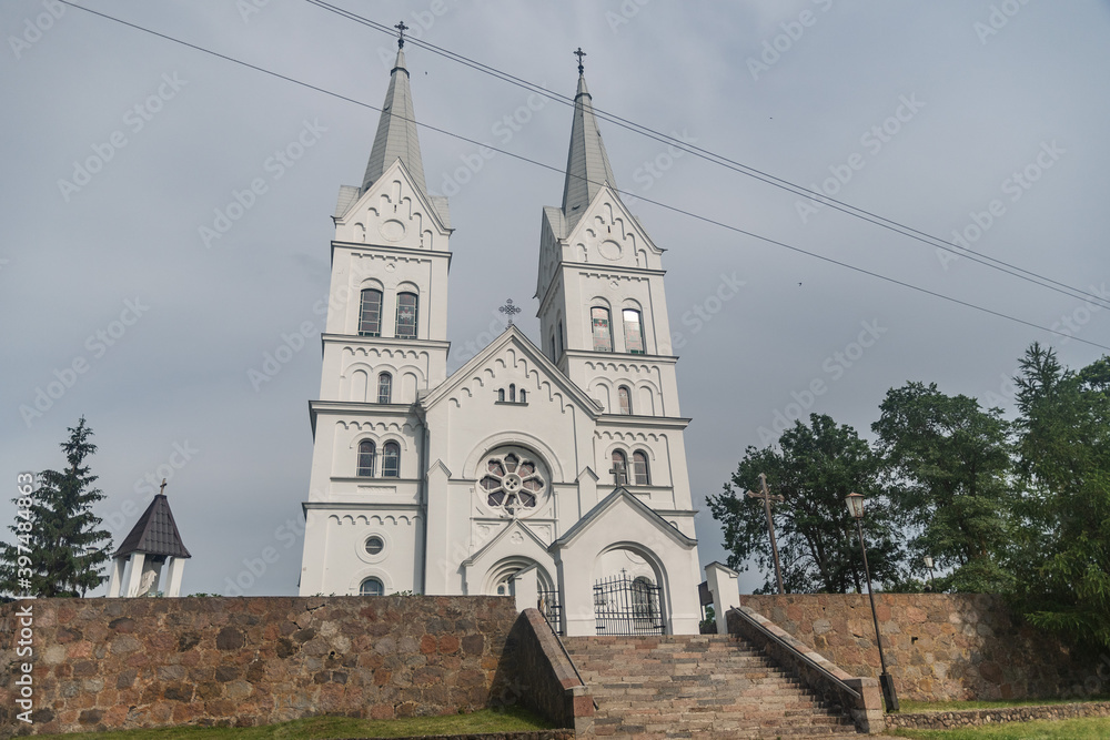 Tserkov Bozhyego Provideniya. Catholic cathedral in Slabodka, Belarus. Romanesque Revival architecture
