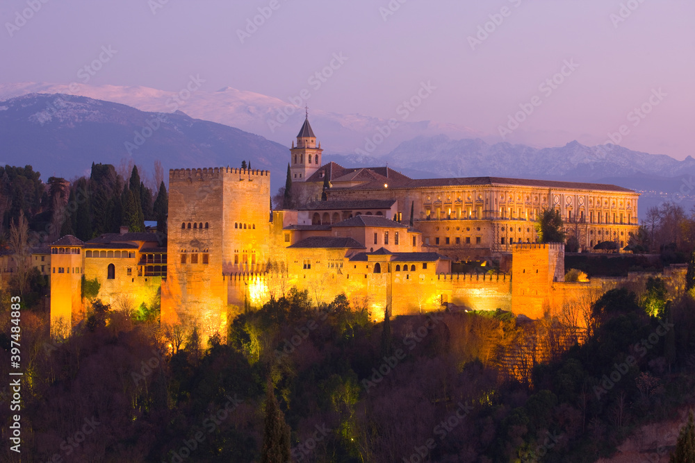 Alhambra, UNESCO World Heritage Site. Granada City. Andalusia, Southern Spain Europe