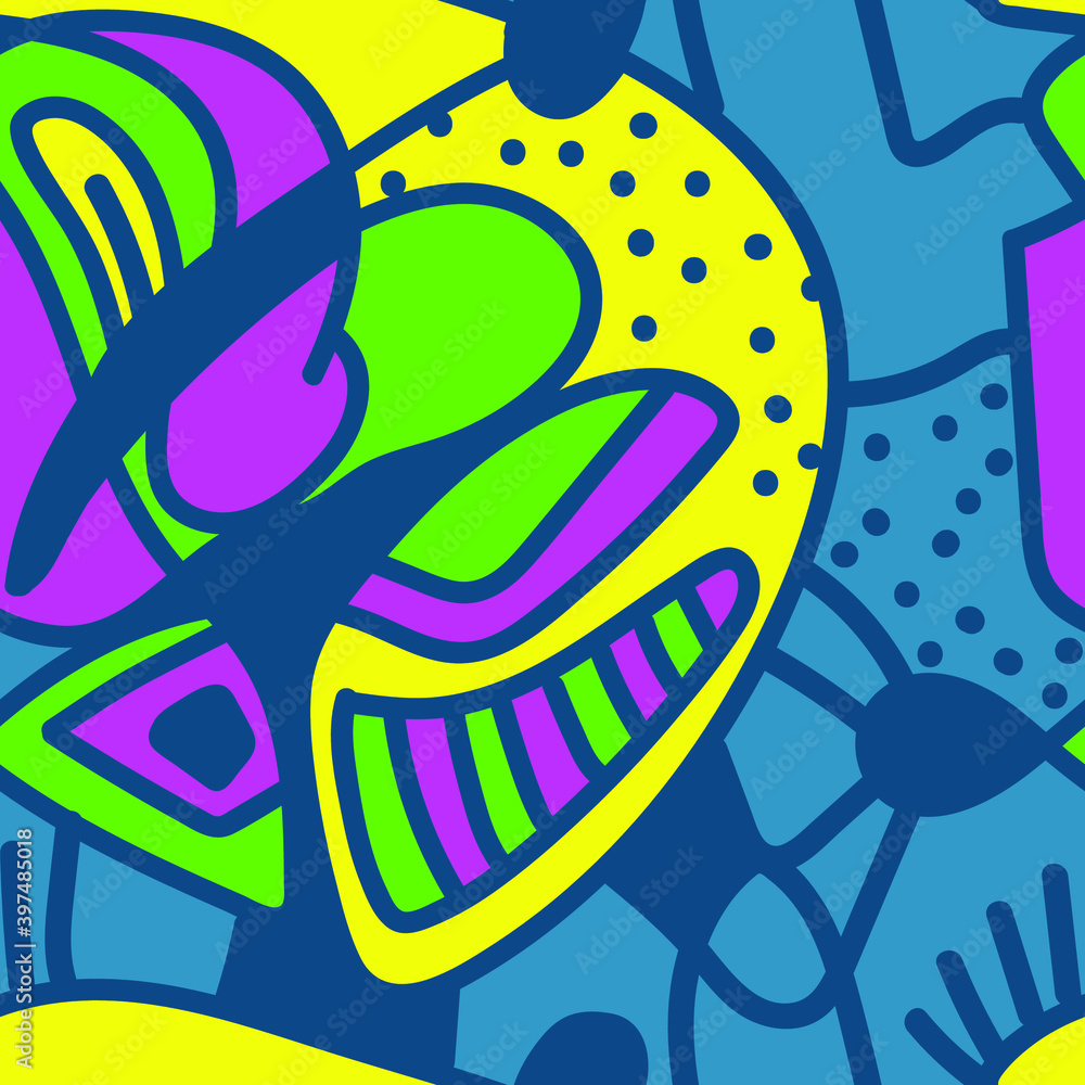 Seamless backdrop with unusual hand drawn colorful pattern Seamless backdrop with unusual hand drawn colorful pattern
