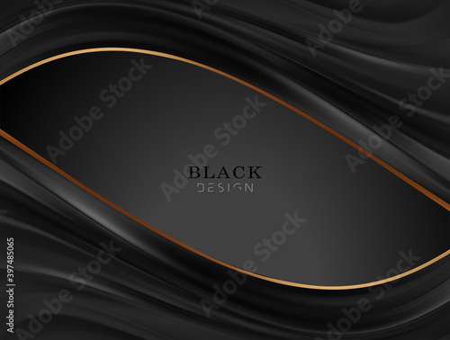 Smooth elegant black satin texture abstract background. Luxurious background design