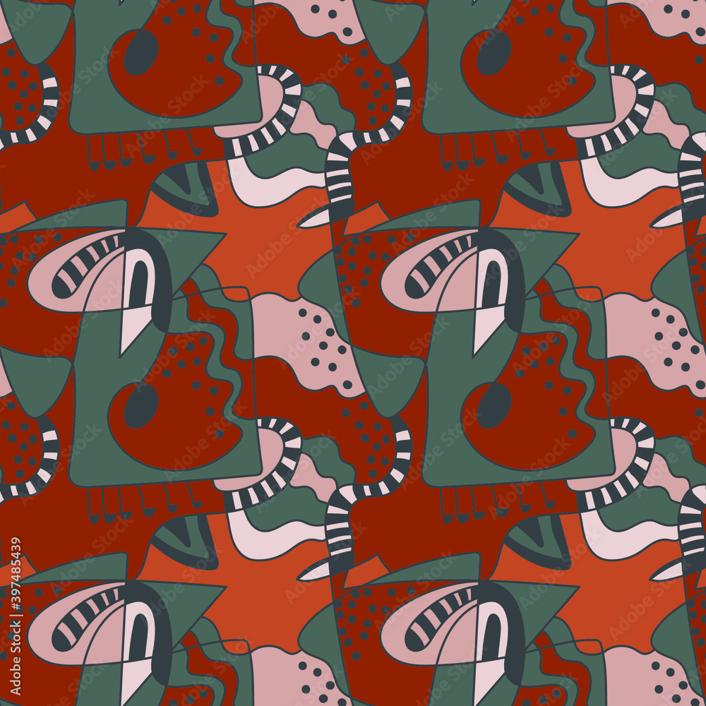 Obraz premium Seamless backdrop with unusual hand drawn colorful pattern